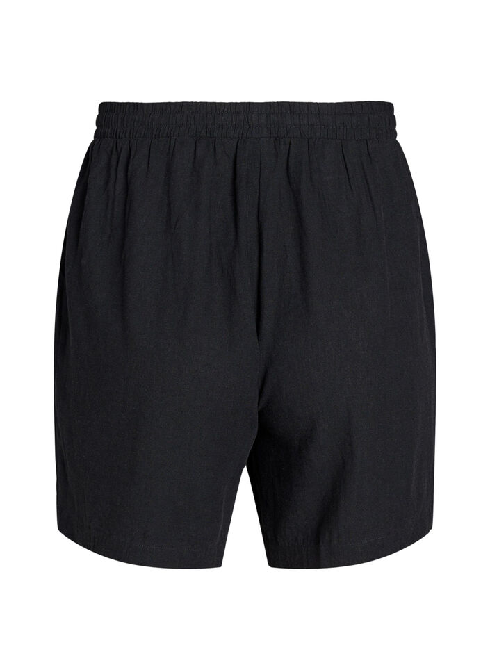 Loose shorts in linen and viscose, Black, Packshot image number 1