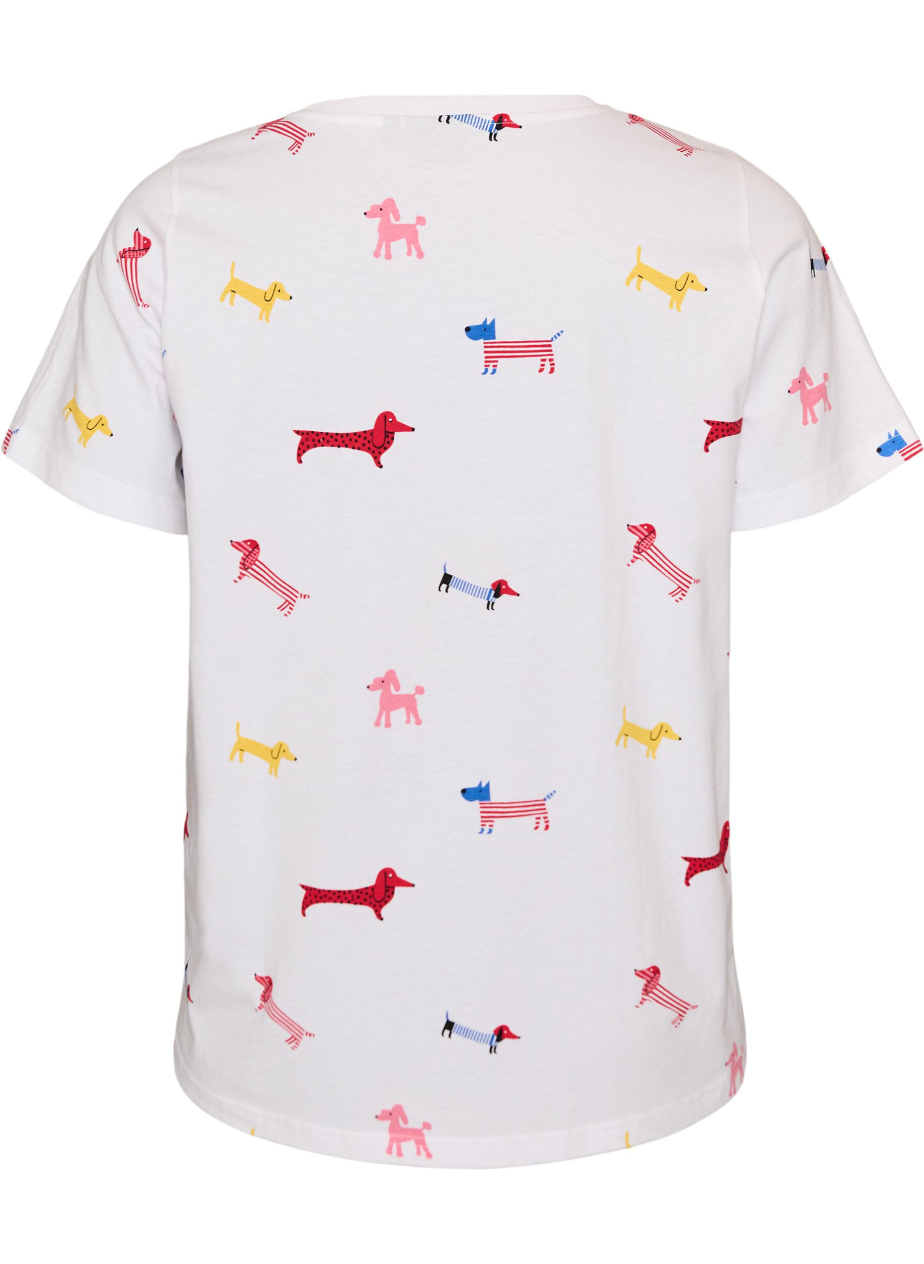 Zizzifashion Cotton T-shirt with dog print, White, Packshot image number 1