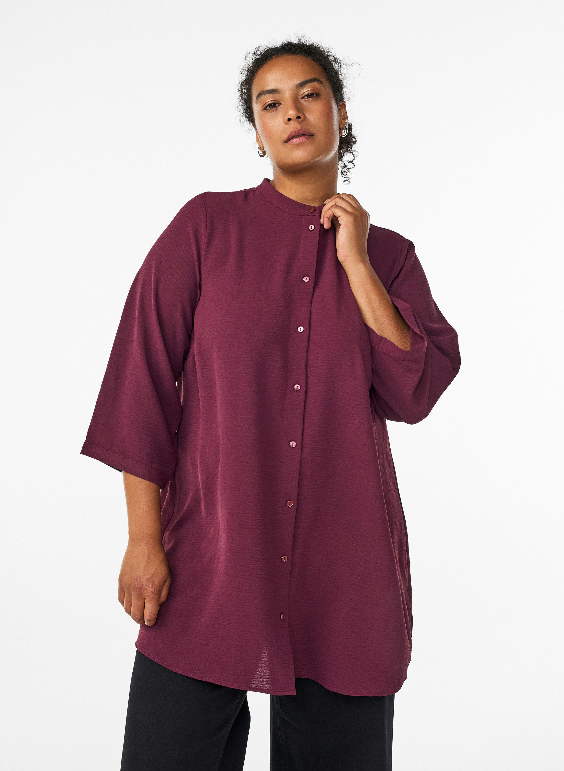 ZizzifashionTunic with 3/4 sleeves, Dark Bordeaux, Model image number 0