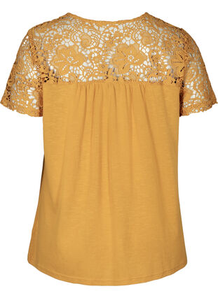 T-shirt with lace, Mineral Yellow, Packshot image number 1