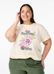 Cotton T-shirt with print, Beige, Model image number 0