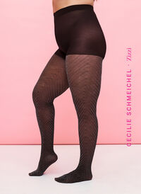 Glittery tights with a striped pattern, Black, Model