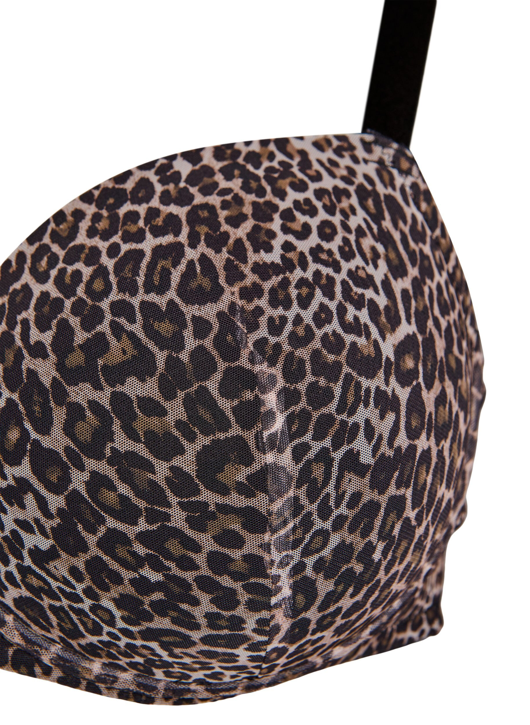 Zizzifashion Moulded bra with leopard patterned mesh, Brown, Packshot image number 2