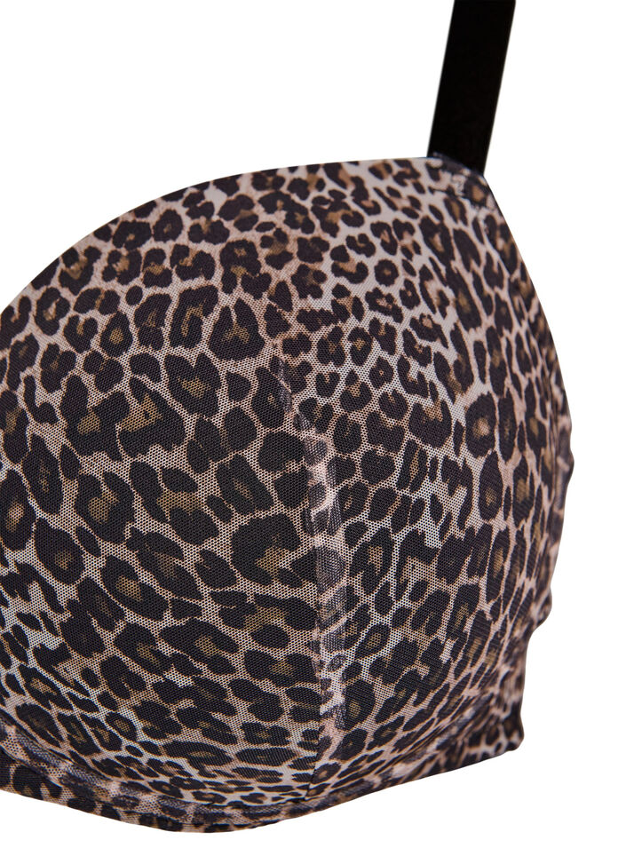 Moulded bra with leopard patterned mesh, Brown, Packshot image number 2