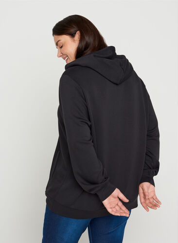 Sweatshirt with pockets and hood, Black, Model image number 1
