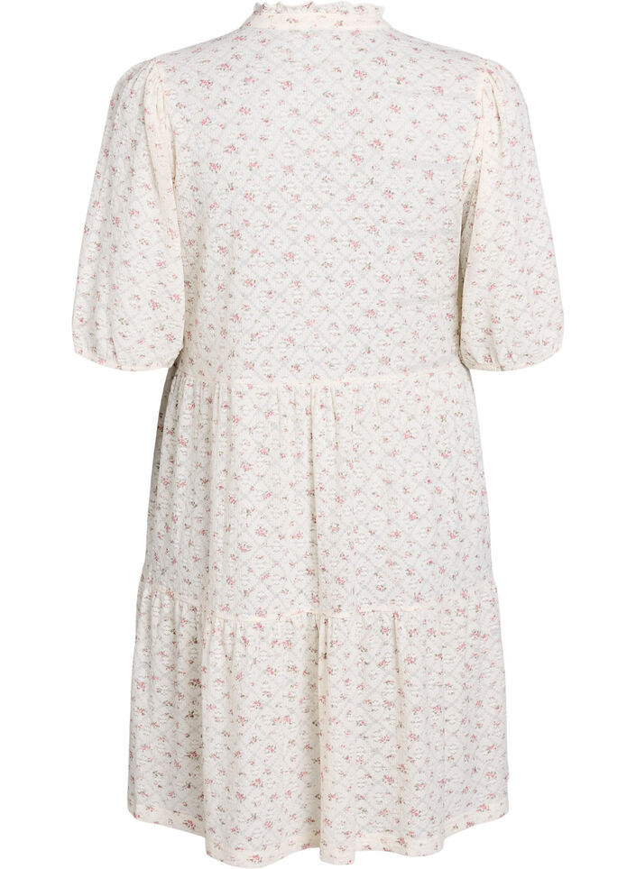 Short A-line dress with 1/2 sleeves, White, Packshot image number 1