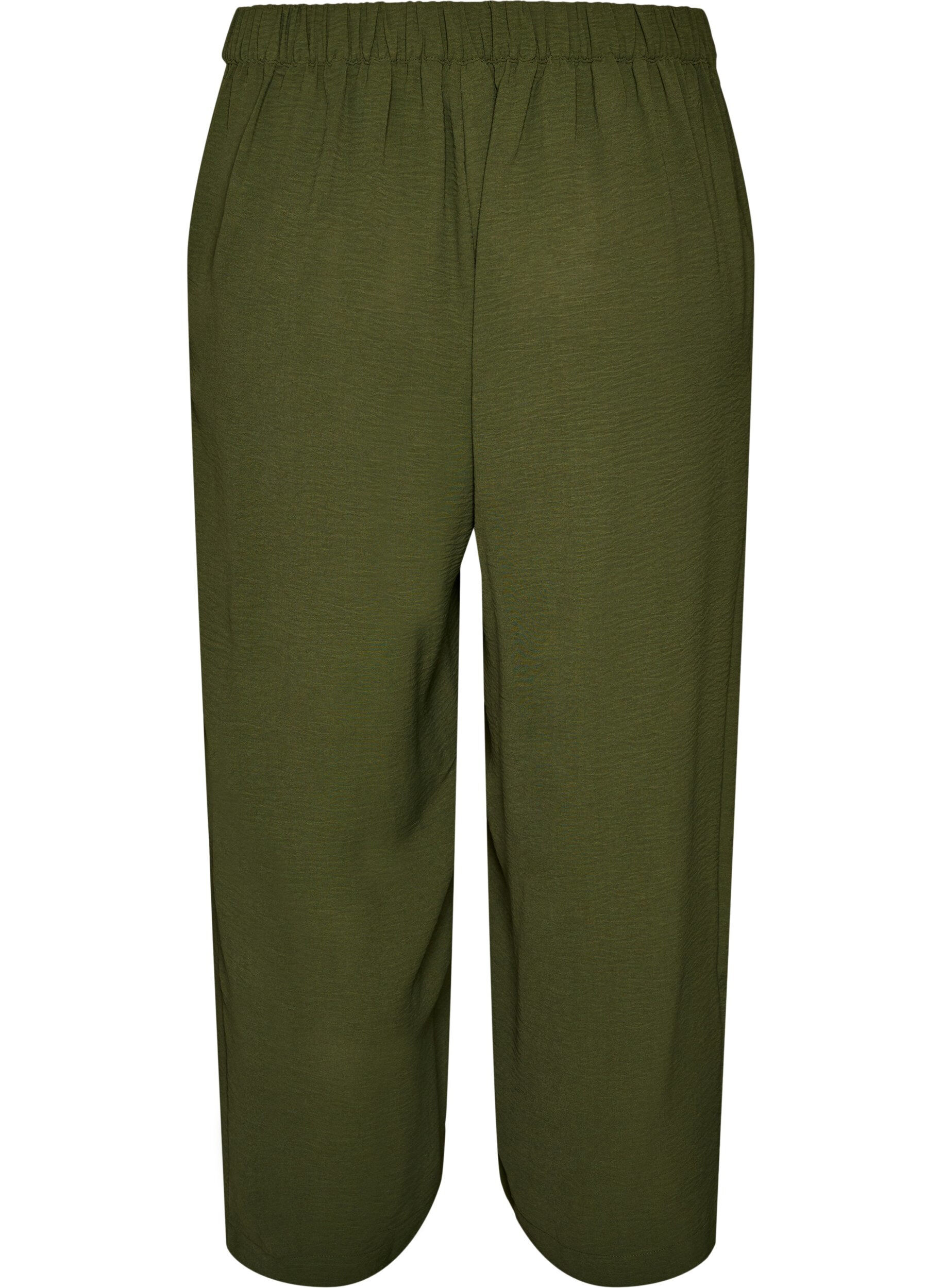 Zizzifashion High-waisted culottes with an elasticated back, Green, Packshot image number 1