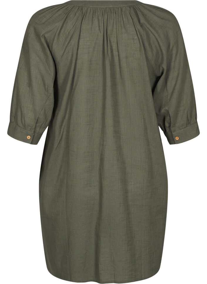Cotton tunic with a V-neck, Green, Packshot image number 1