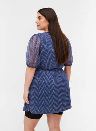 Printed tunic with an adjustable waist, Blue Indigo AOP, Model image number 1