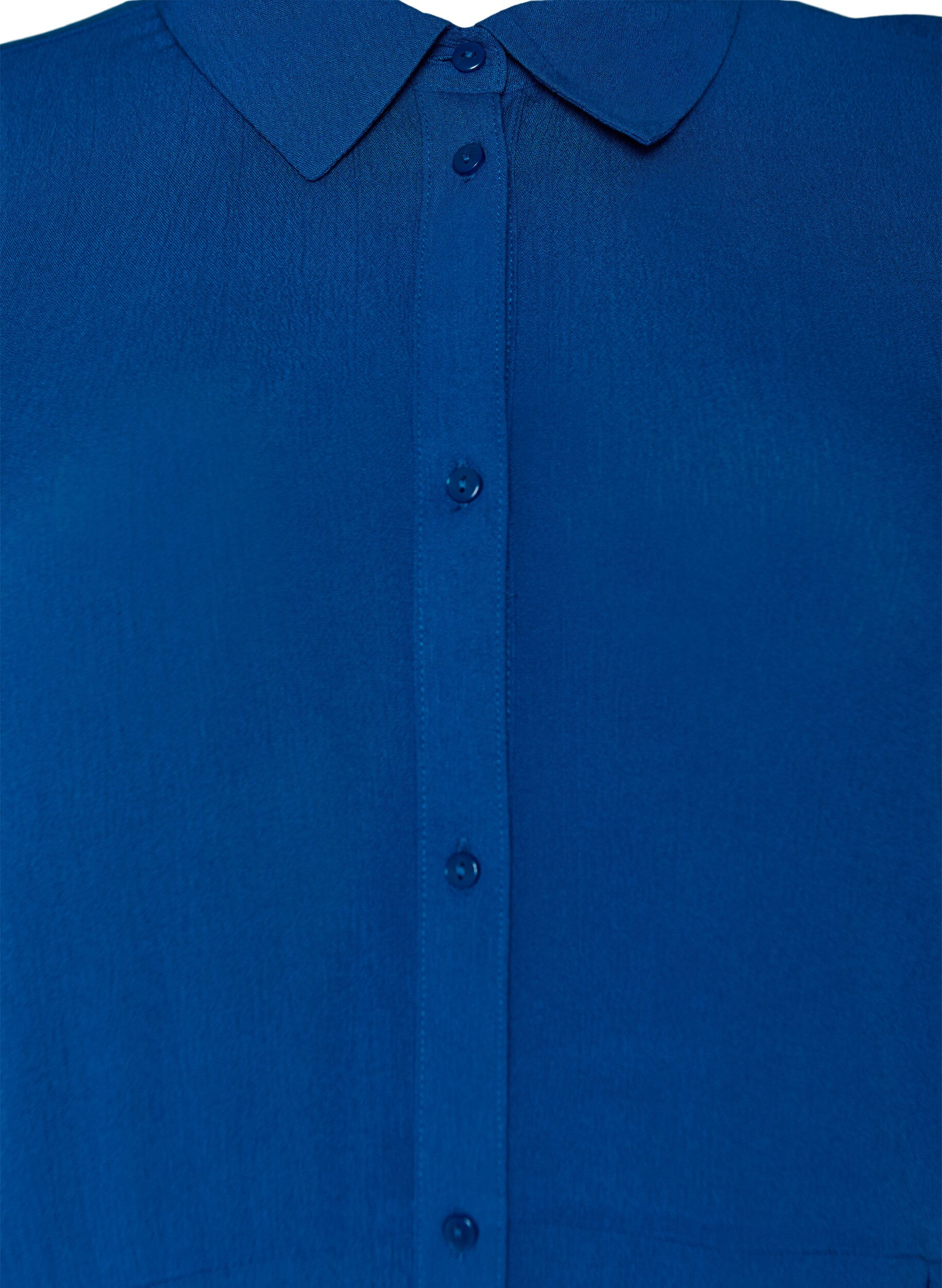 Zizzifashion Midi shirt dress with short sleeves, Blue, Packshot image number 2