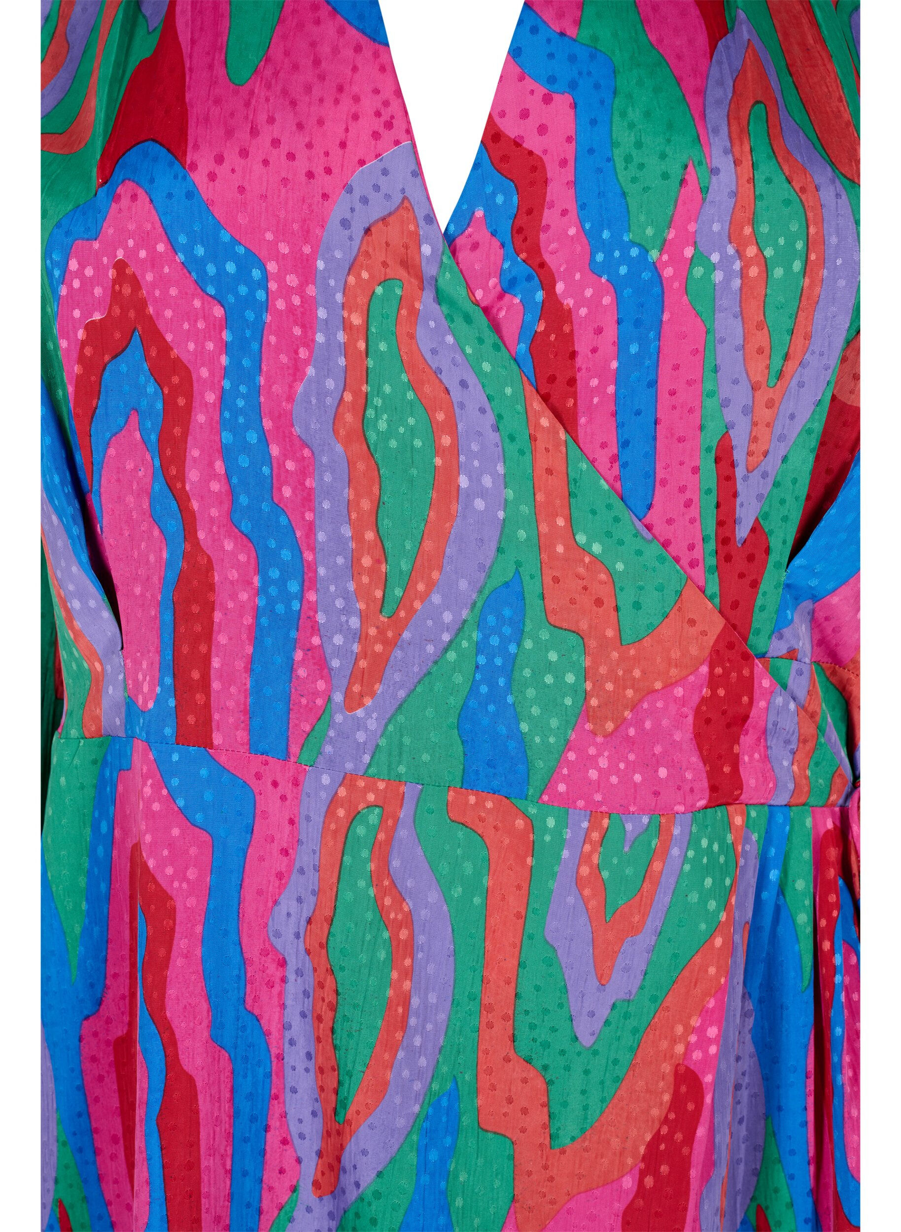 Zizzifashion Printed wrap dress with long sleeves, Colorfull Art Print, Packshot image number 2
