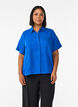 Short-sleeved shirt in linen and viscose, Blue, Model image number 0