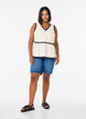 Sleeveless top with wavy contrast edges, Beige, Model image number 1