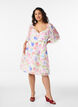 Floral empire line dress with a wide V-neck, White, Model image number 1