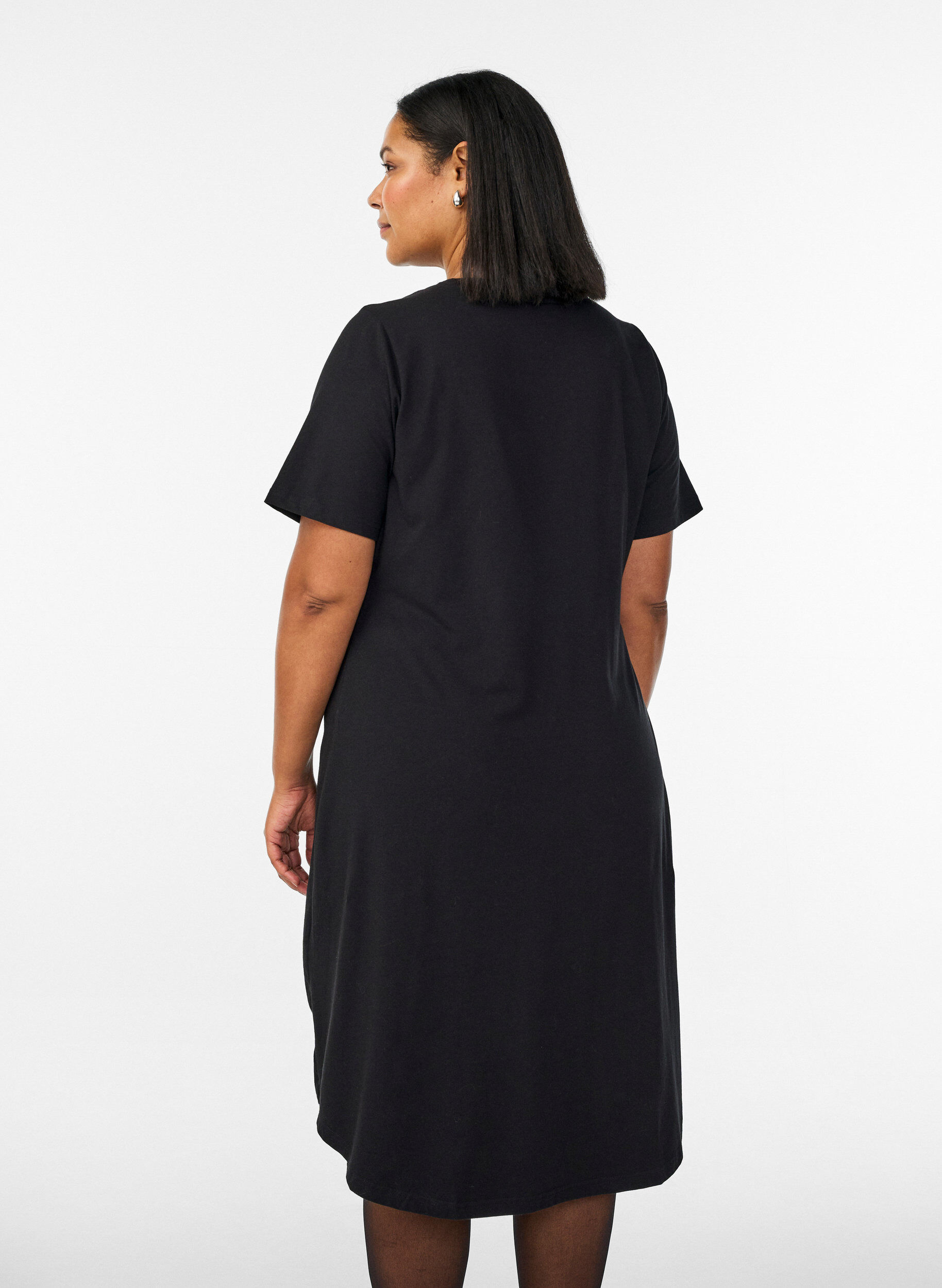 Zizzifashion Cotton dress with twist detail, Black, Model image number 2
