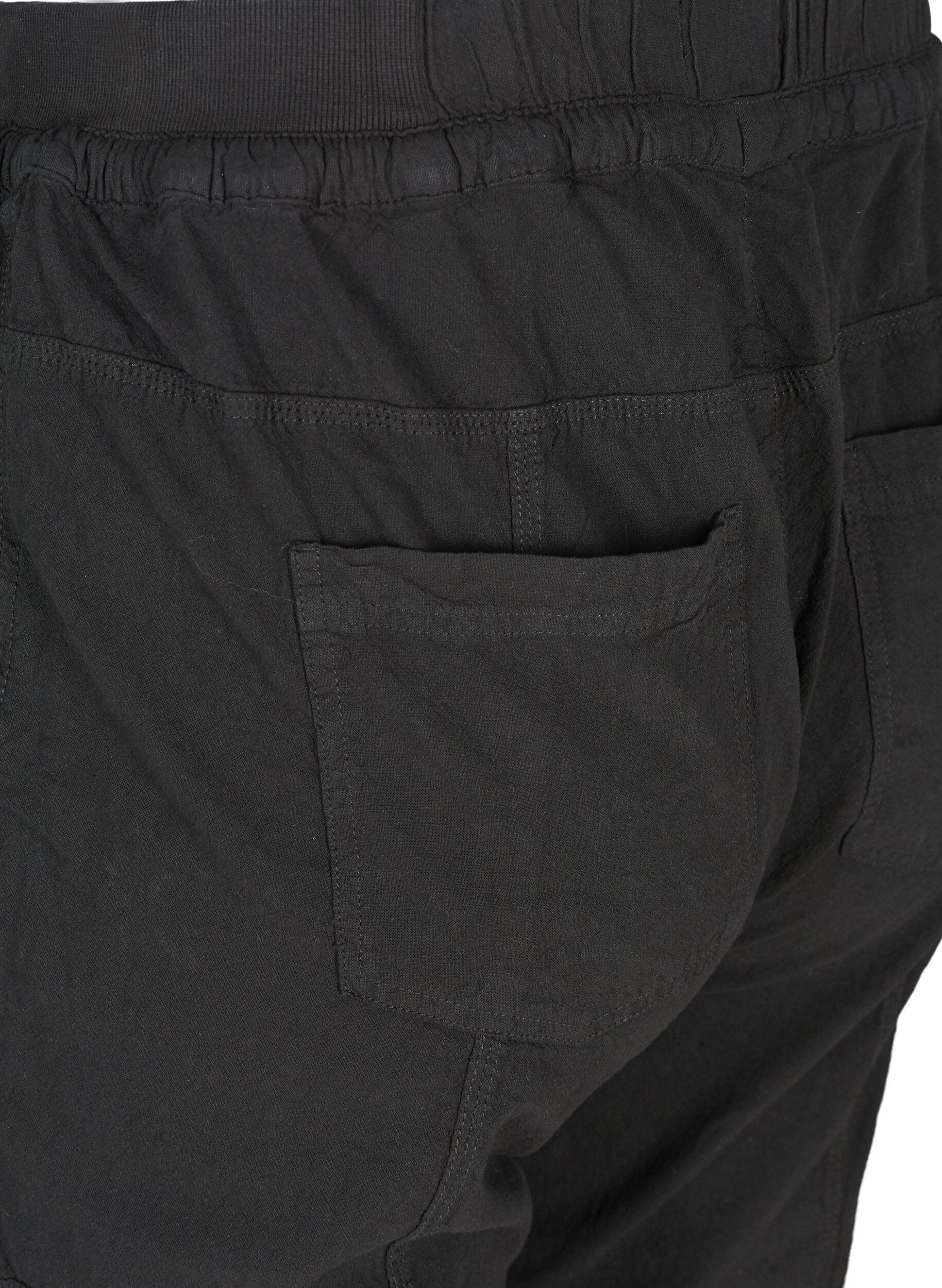 Zizzifashion Loose cargo trousers in cotton, Black, Packshot image number 3