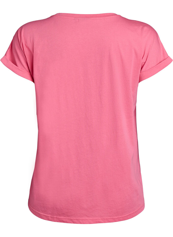 Short-sleeved cotton blend t-shirt, Pink, Packshot image number 1
