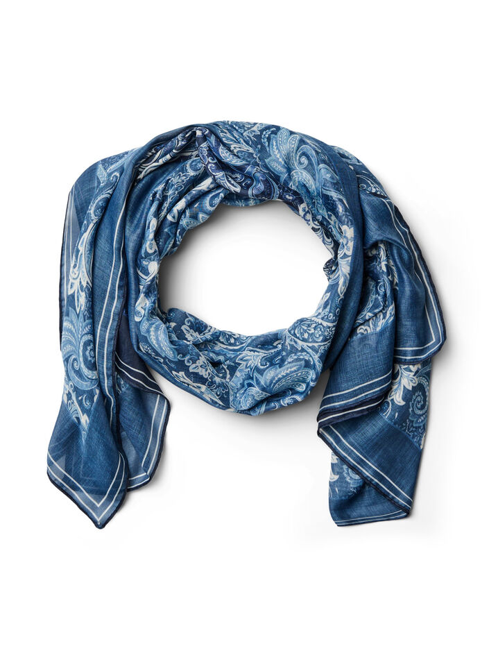 Long patterned scarf, Blue, Packshot image number 0