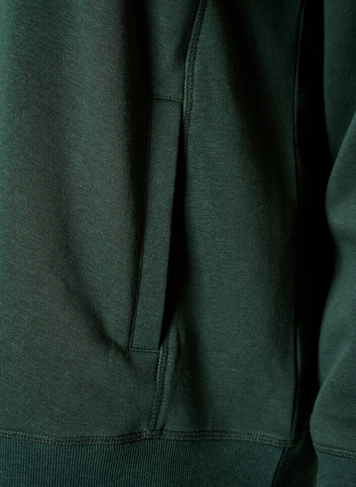 Sweatshirt with high collar and pockets, Green, Packshot image number 3