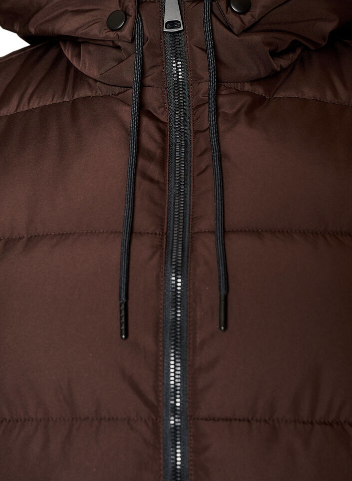 Long vest with hood and pockets, Brown, Packshot image number 2