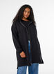Long hooded cardigan with zipper, Black, Model image number 0
