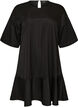 Short dress with a loose fit and ruffle hem, Black, Packshot image number 0