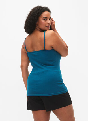 2-pack night tops in rib, Black/Blue Coral, Model image number 1