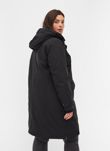 Waterproof winter jacket with a hood and pockets, Black, Model image number 1
