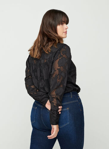 Transparent patterned shirt, Black, Model image number 1