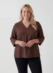 Blouse with 3/4 sleeves, Brown, Model image number 0
