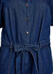 Denim jumpsuit with short sleeves and a tie belt, Blue, Packshot image number 2