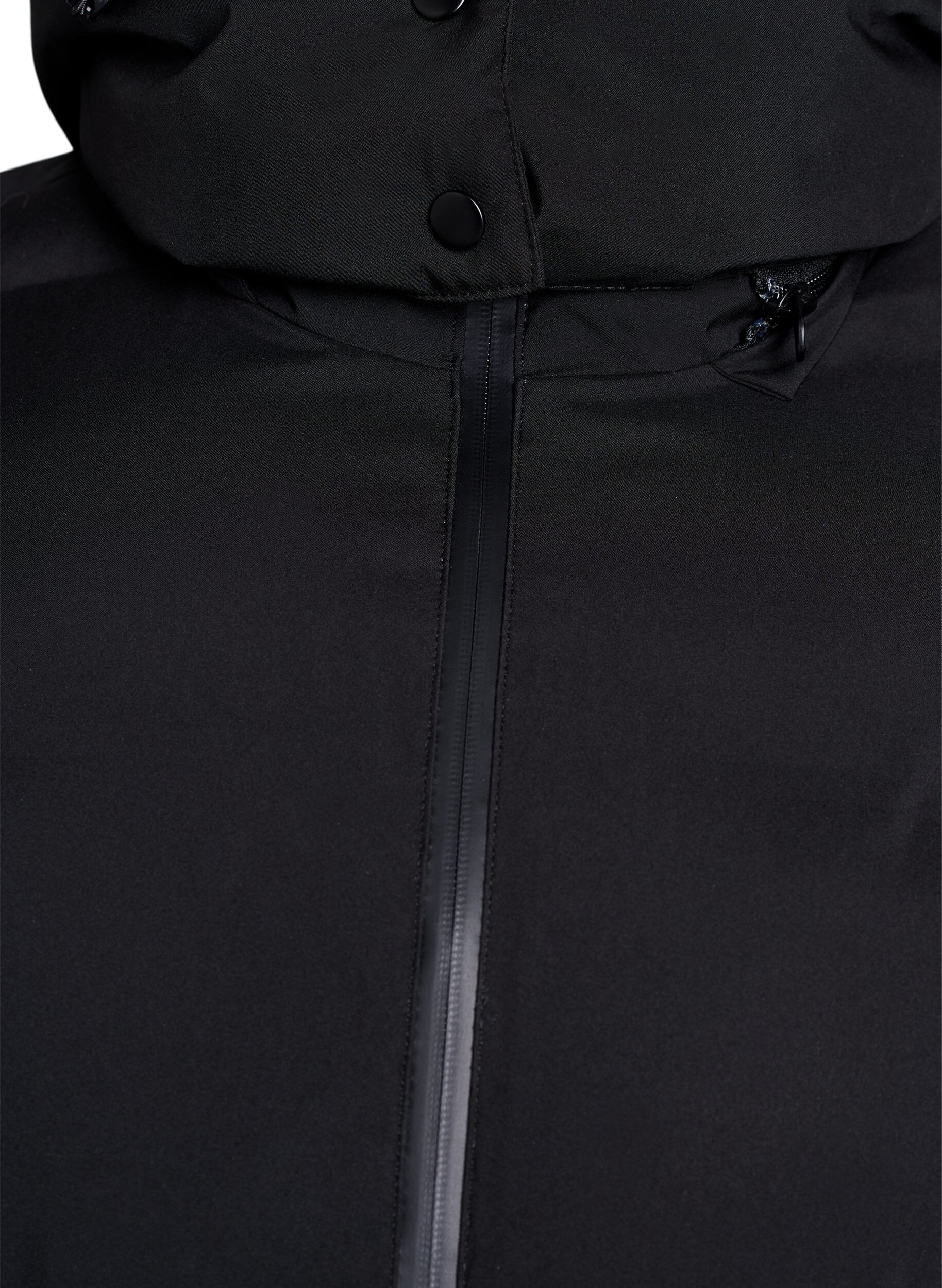 Zizzifashion Short puffer jacket with detachable hood, Black, Packshot image number 2