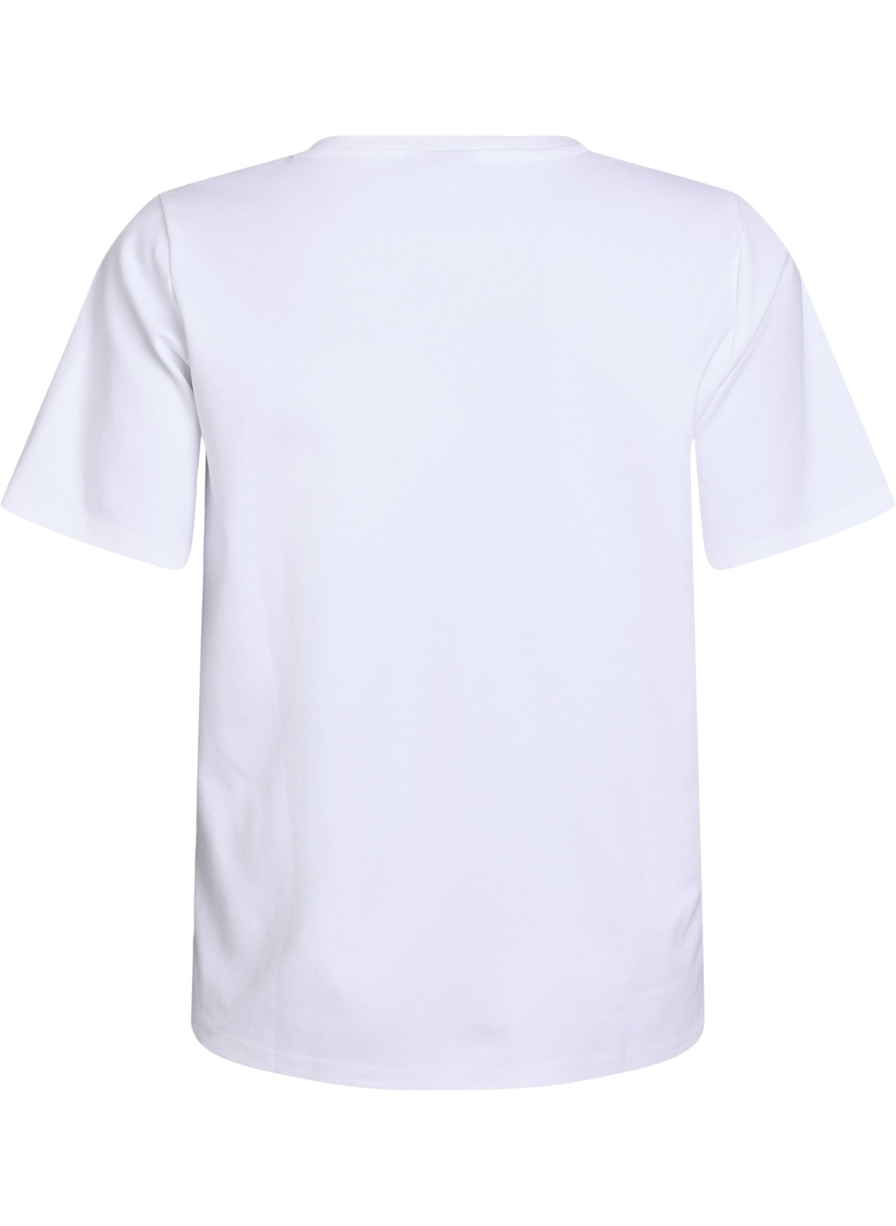 Zizzifashion Basic V-neck T-shirt in organic cotton, White, Packshot image number 1