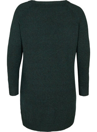 Long-sleeved knitted dress with a round neck, Darkest Spruce Mel, Packshot image number 1