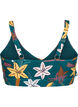 Floral bikini top with ruffle details, Green, Packshot image number 1