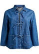 Denim jacket with tie fastening and pockets, Blue Denim, Packshot image number 0