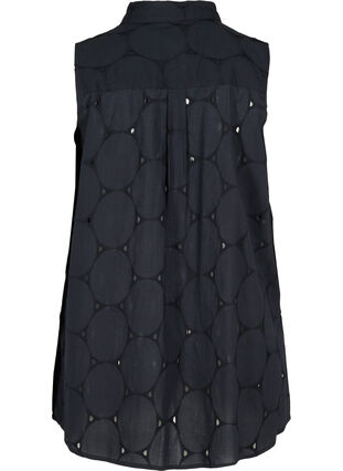Sleeveless tunic with broderie anglaise, Black, Packshot image number 1