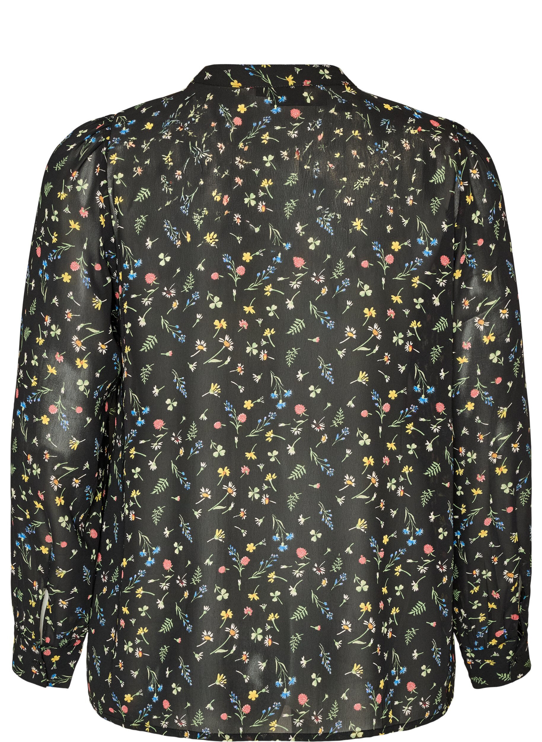 ZizzifashionBlouse with all-over print and short button placket, Black, Packshot image number 1