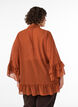Blouse with ribbon tie and ruffle details, Brown, Model image number 2