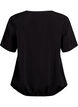 Short-sleeved blouse with elastic hem, Black, Packshot image number 1
