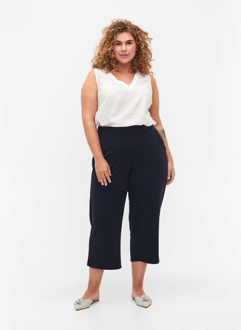 Ankle length trousers with loose fit, Blue, Model image number 0