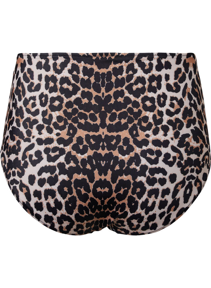 High-waisted bikini bottoms with print, Brown, Packshot image number 1
