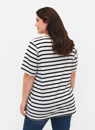Striped cotton t-shirt, Black Stripes, Model image number 1