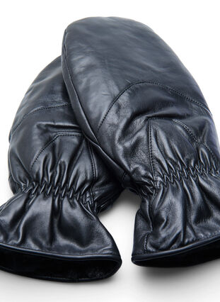 Leather mittens, Black, Packshot image number 2