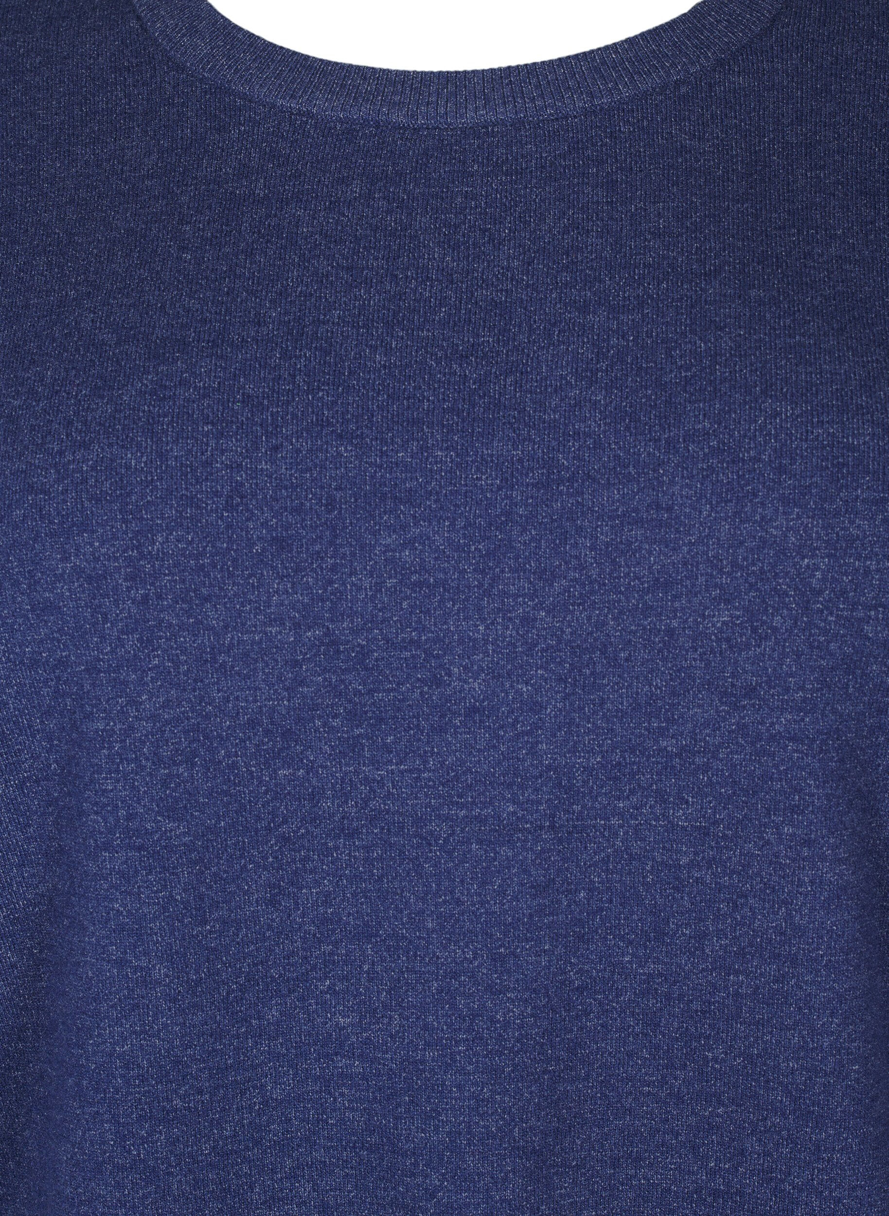 Zizzifashion Long-sleeved knitted blouse with slit, Blue, Packshot image number 2