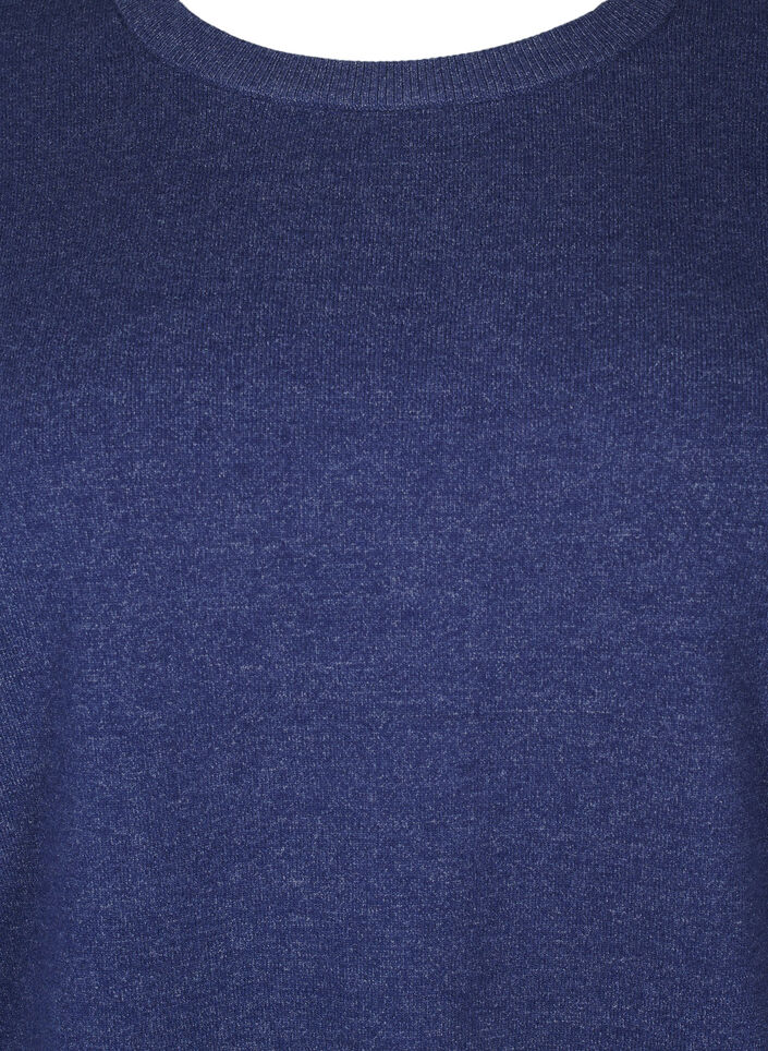 Long-sleeved knitted blouse with slit, Blue, Packshot image number 2