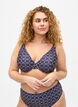 Printed bikini top with underwire, Blue, Model image number 0