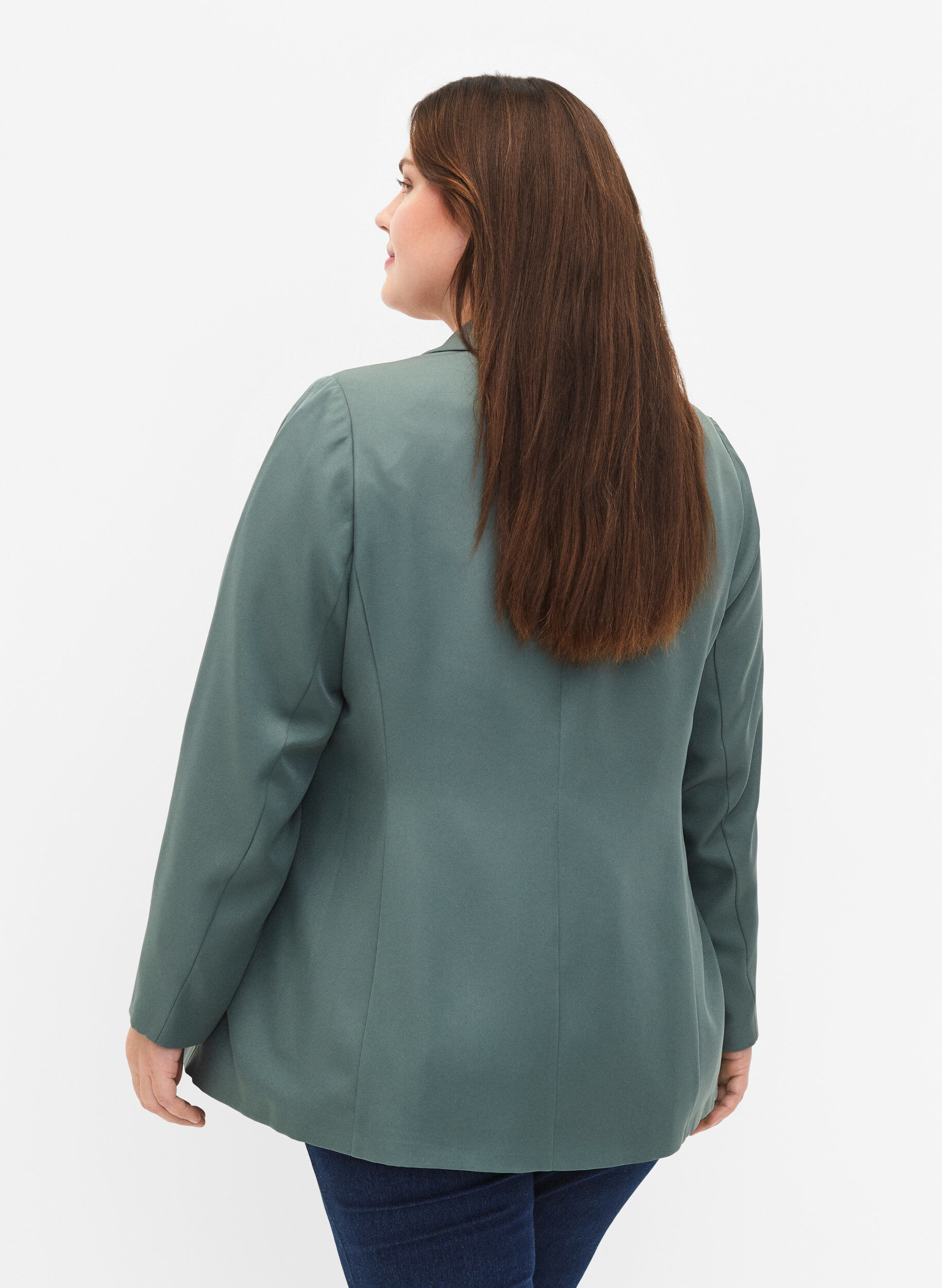 Zizzifashion Simple blazer with button, Green, Model image number 2