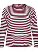 Long-sleeved night top in ribbed jersey with stripes, Red, Packshot image number 0