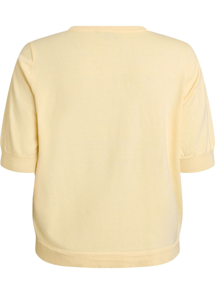 FLASH - Fine-knit blouse with short sleeves, Yellow, Packshot image number 2